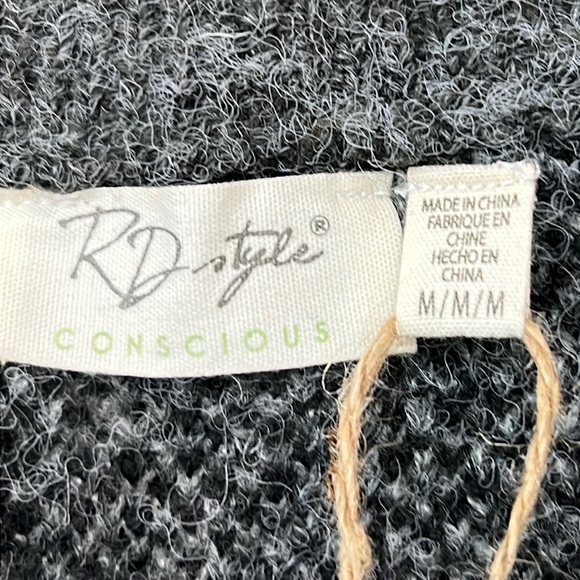 RD Style (Stitch Fix) Pullover Sweater Sz M Black/Gray Animal Print 1/4 Zip NWT - Picture 3 of 11